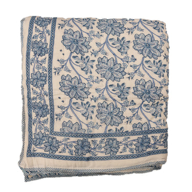Blue & White Block Print Cotton Quilt