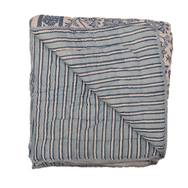 Blue & White Block Print Cotton Quilt