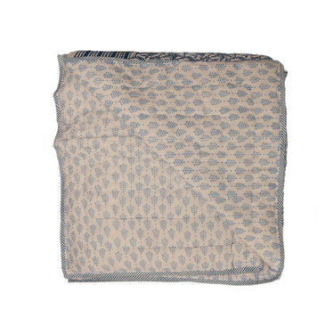 Blue & White Block Print Cotton Cot Quilt