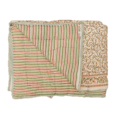 Multicolour Block Print Cotton Cot Quilt