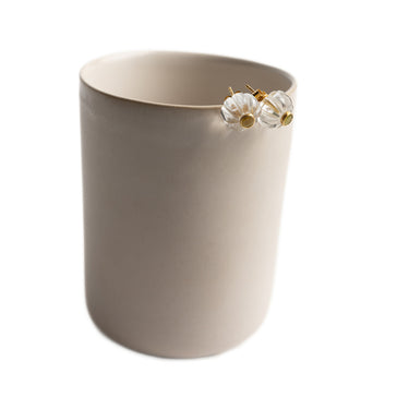 Carved Flower Crystal Quartz and Green Tourmaline Studs