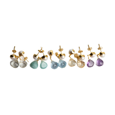 Pearl & Semi Precious Stone Stud Drop