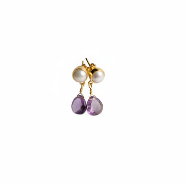 Pearl & Semi Precious Stone Stud Drop