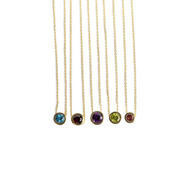 Gold-Plated Sterling Silver 45cm Facetted Floating Bezel Set Semi-Precious Gem Fine Necklace