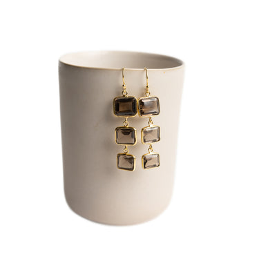 Gold-Plated Sterling Silver Graduated Triple Semi-Precious Stone Drops