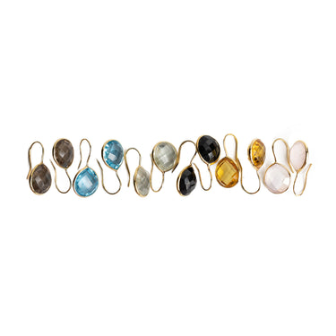 Gold-Plated Sterling Silver Facetted Round Semi-Precious Stone Drop