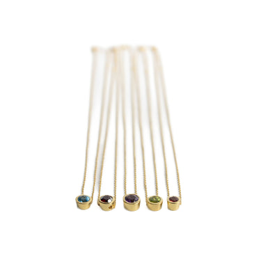 Gold-Plated Sterling Silver 45cm Facetted Floating Bezel Set Semi-Precious Gem Fine Necklace