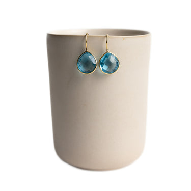 Gold-Plated Sterling Silver Facetted Round Semi-Precious Stone Drop