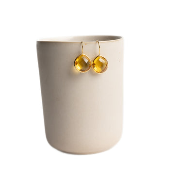 Gold-Plated Sterling Silver Facetted Round Semi-Precious Stone Drop