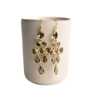 Gold-Plated Sterling Silver Semi Precious Stone Chandelier Earrings
