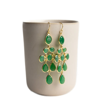 Gold-Plated Sterling Silver Semi Precious Stone Chandelier Earrings