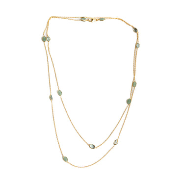 90cm Gold Plated Sterling SilverChain w Semi-Precious Stones