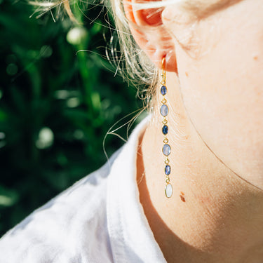 6 Stone Sterling Silver Gold Plate Hook Drops