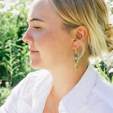 Gold-Plated Sterling Silver Graduated Triple Semi-Precious Stone Drops