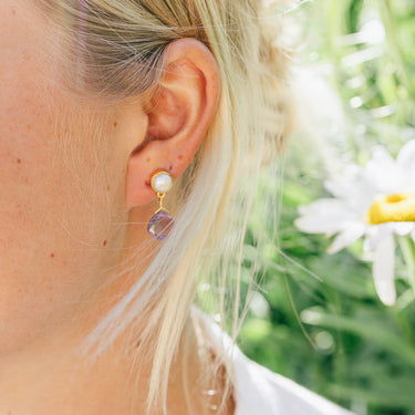 Pearl & Semi Precious Stone Stud Drop