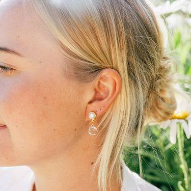 Pearl & Semi Precious Stone Stud Drop