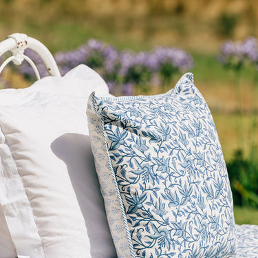 Blue & White Hand Block Printed Cotton Cushion Covers — 50 x 50 cm