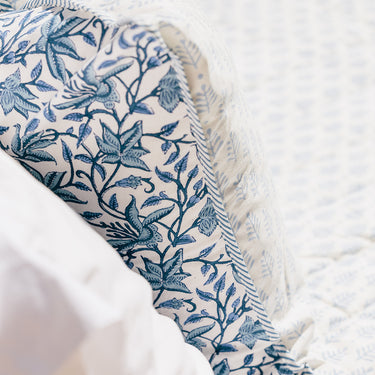 Blue & White Hand Block Printed Cotton Cushion Covers — 50 x 50 cm
