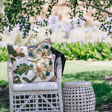 Crewelwork Linen Cushion Covers