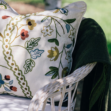 Crewelwork Linen Cushion Covers
