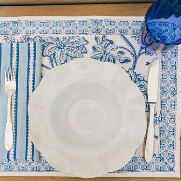 Blue & White Cotton Block Printed Napkins (pair)