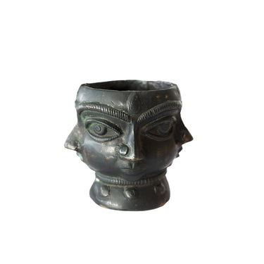 Four-Face Tribal Solid Brass Cup
