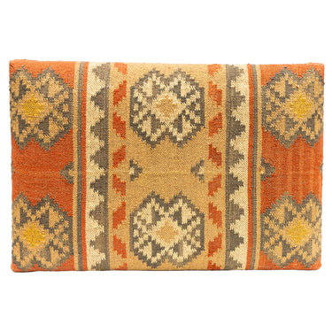 Kilim Upholstered Ottoman w Wooden Legs