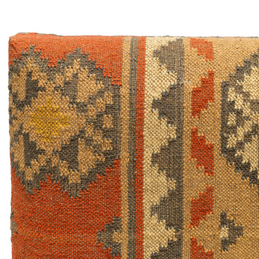 Kilim Upholstered Ottoman w Wooden Legs