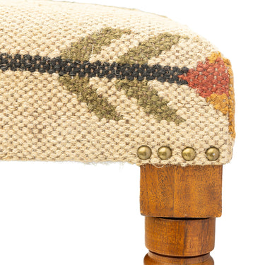 Kilim Upholstered Bench w Wooden Legs