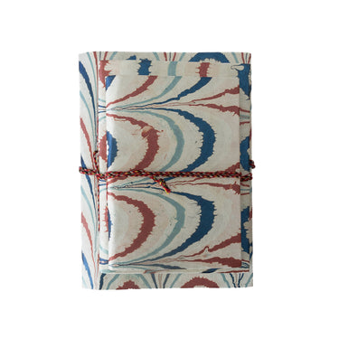 Blue and Red Marble Feather Effect Bound Journal
