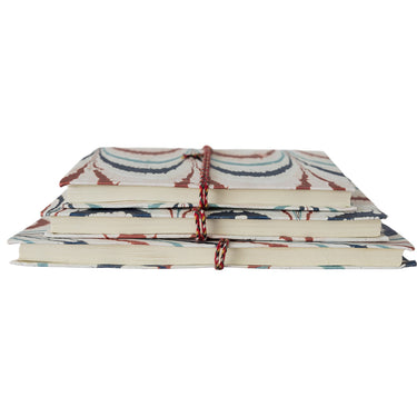 Blue and Red Marble Feather Effect Bound Journal