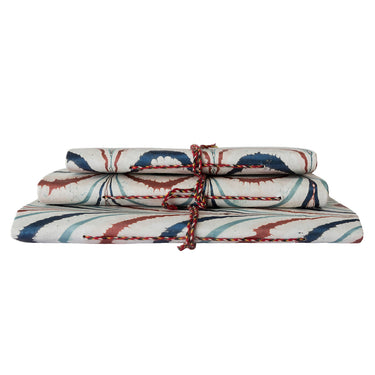 Blue and Red Marble Feather Effect Bound Journal