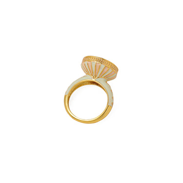 Chattra phool pink enamel polki ring