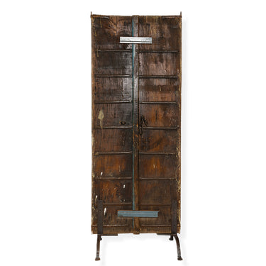 Pair of blue doors on stand