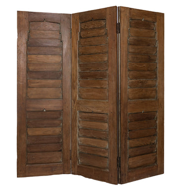 3 Panel Solid Timber Louvre Screen