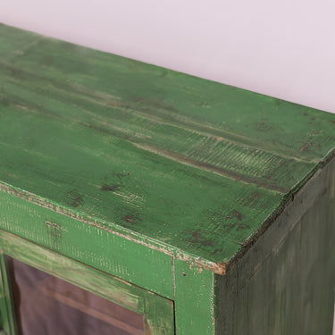 green timber & glass low sideboard