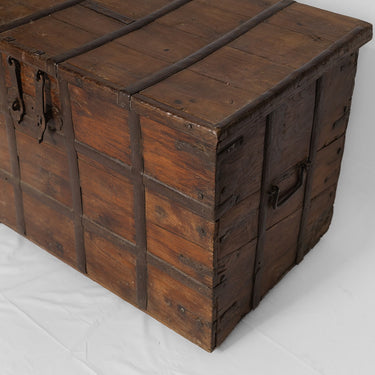 vintage teak & iron chest