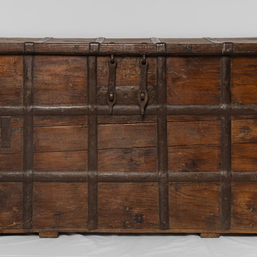 vintage teak & iron chest