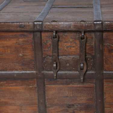 vintage teak & iron chest
