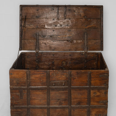 vintage teak & iron chest