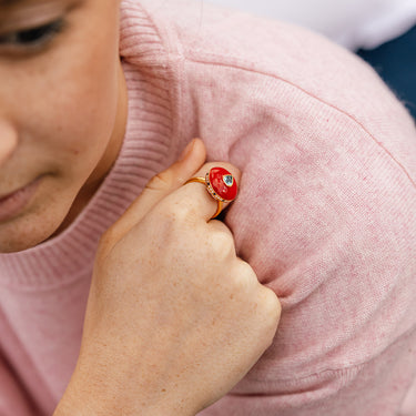 Parakeet ring - crimson & soft pink