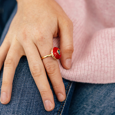 Parakeet ring - crimson & soft pink