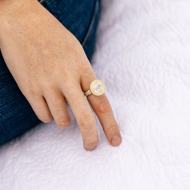 Chattra phool pink enamel polki ring