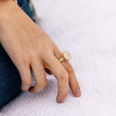 Chattra phool pink enamel polki ring