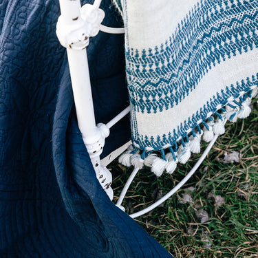 indigo & natural organic deshi wool hand-spun & woven throw