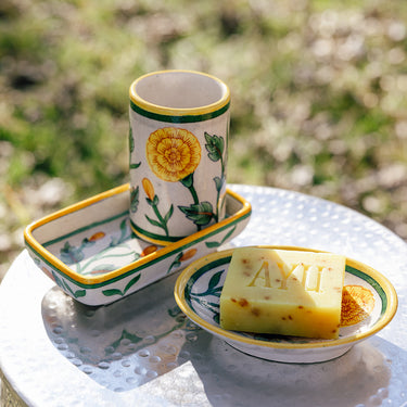 ceramic bathroom cup & soap dish set