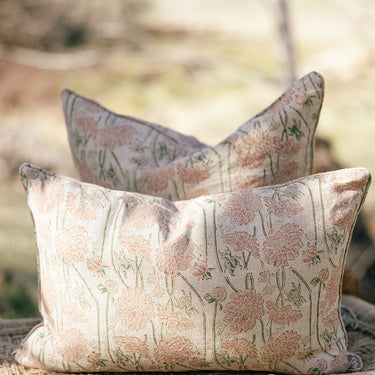 floral block printed linen cushion cover