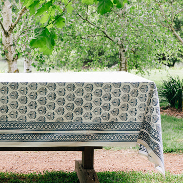 simple block printed cotton napery