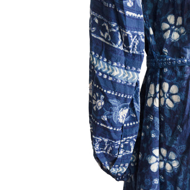 Anokhi Indigo Mud Resist Dye Blockprinted Gypsy Dress
