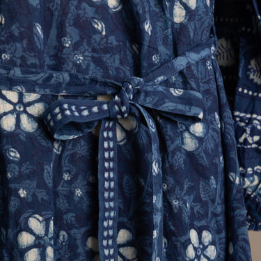 Anokhi Indigo Mud Resist Dye Blockprinted Gypsy Dress